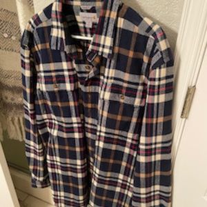 Men's Carhartt button-up shirt, XLT, navy & ivory